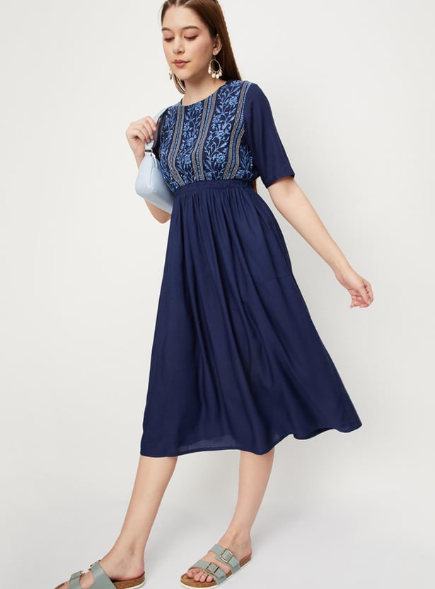 Women Embroidered Midi Dress