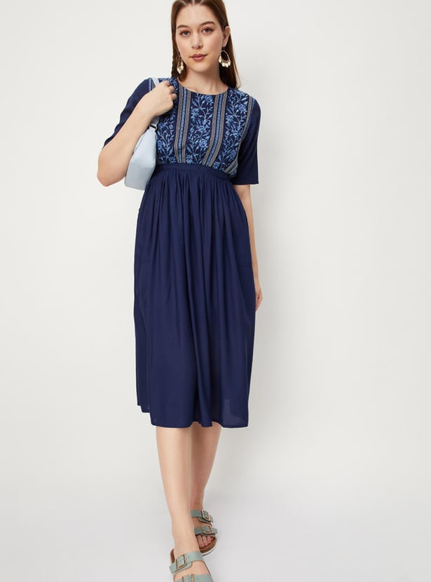 Women Embroidered Midi Dress