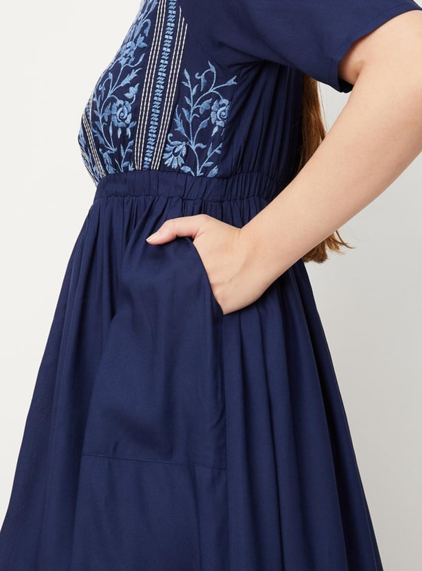 Women Embroidered Midi Dress