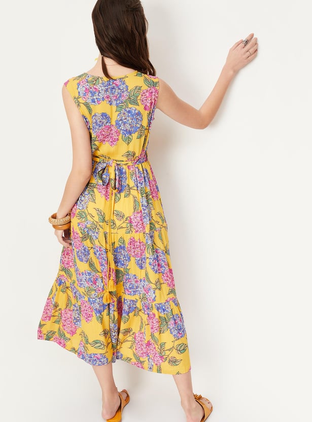 Women Floral Printed Tiered Maxi Dress