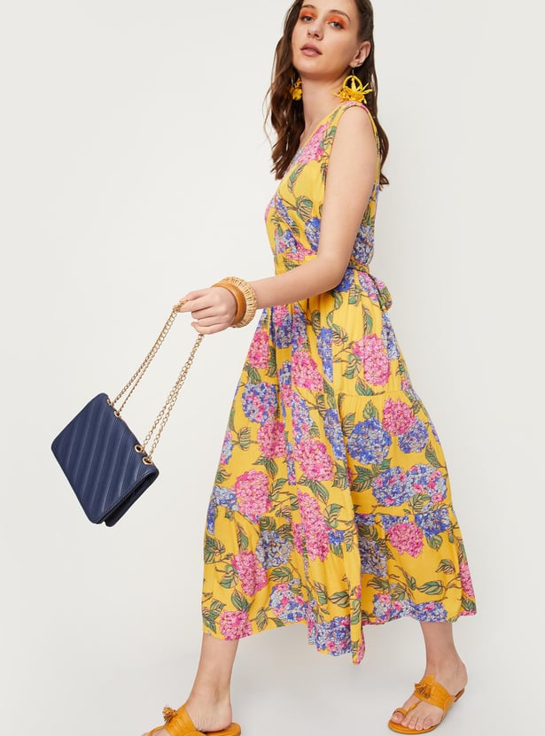 Women Floral Printed Tiered Maxi Dress