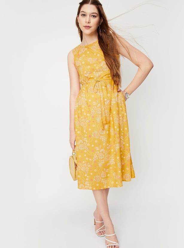 Women Printed Tie-Up Dress