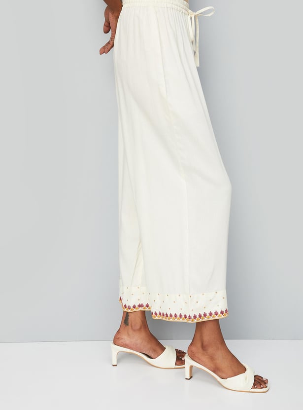 Women Embroidered Hem Palazzos