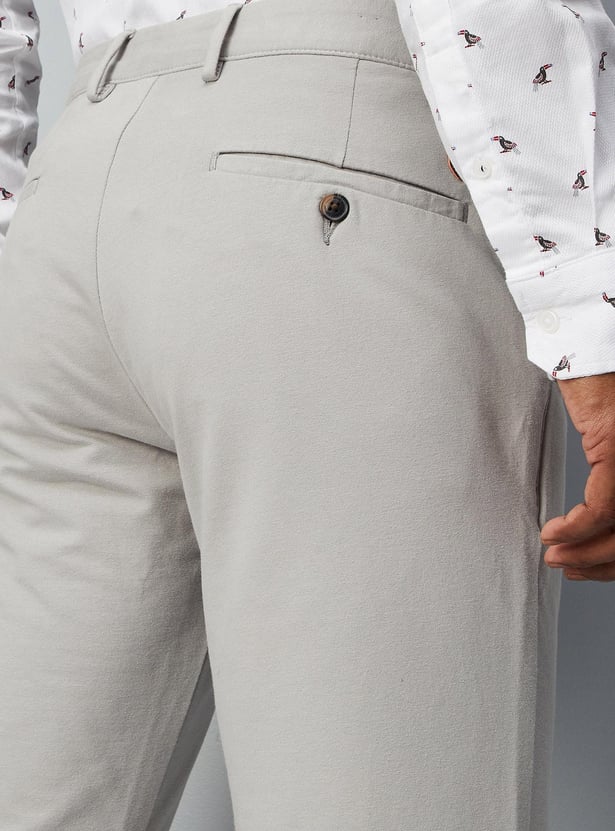Men Solid 4 Way Stretch Fit Crop Fit Chinos