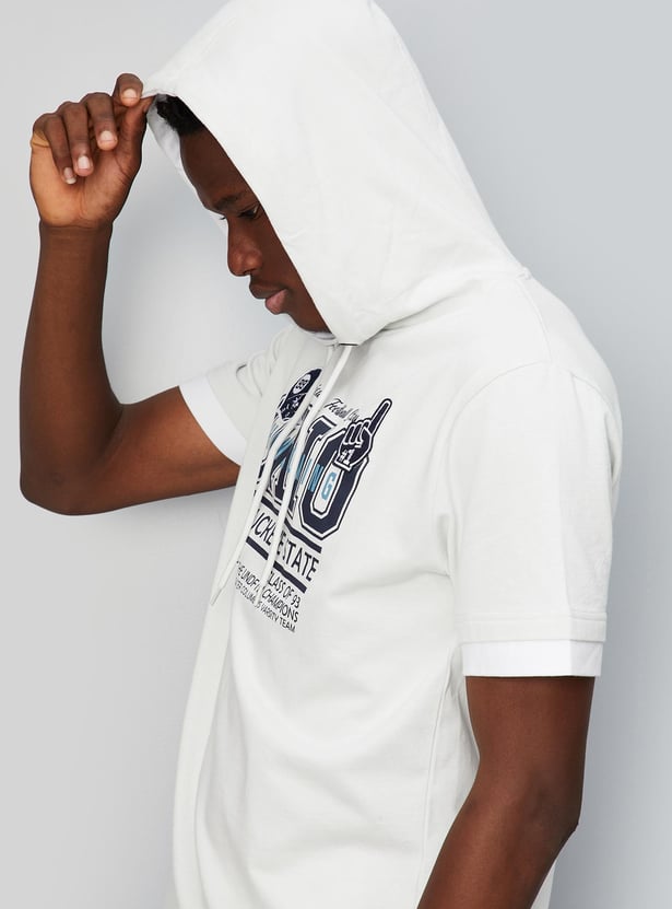 Men Printed Hooded Athleisure Sweatshirt