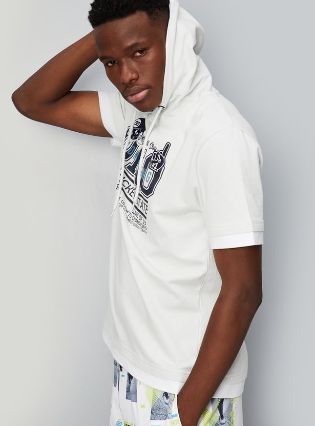 Men Printed Hooded Athleisure Sweatshirt
