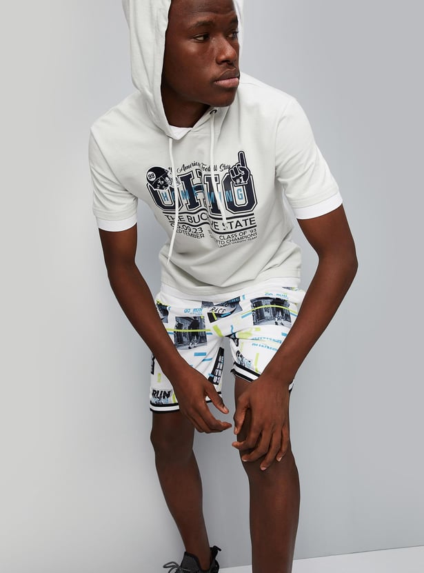 Men Printed Hooded Athleisure Sweatshirt