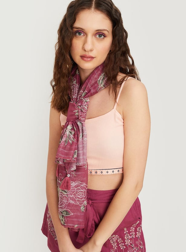 Women Voile Printed Square Scarf