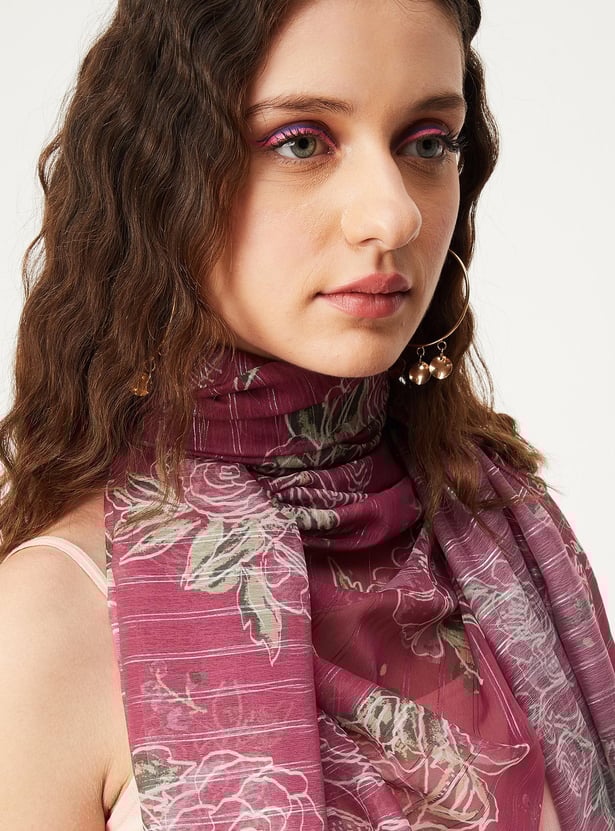 Women Voile Printed Square Scarf