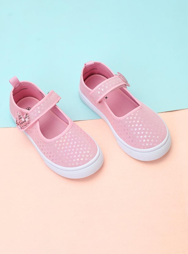 Girls Printed Mary Jane Canvas Shoes