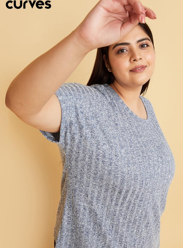 Women Textured Round Neck T-shirt
