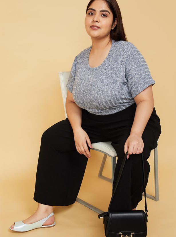 Women Textured Round Neck T-shirt