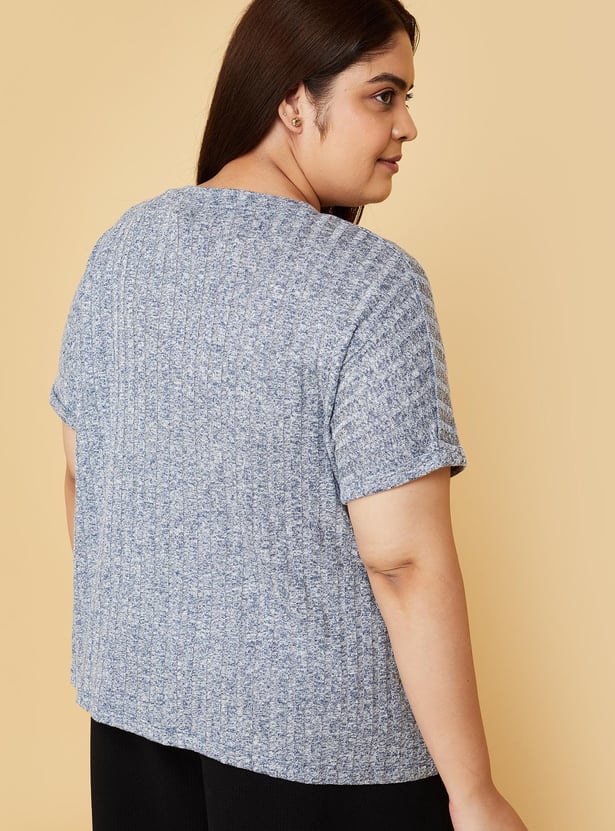 Women Textured Round Neck T-shirt