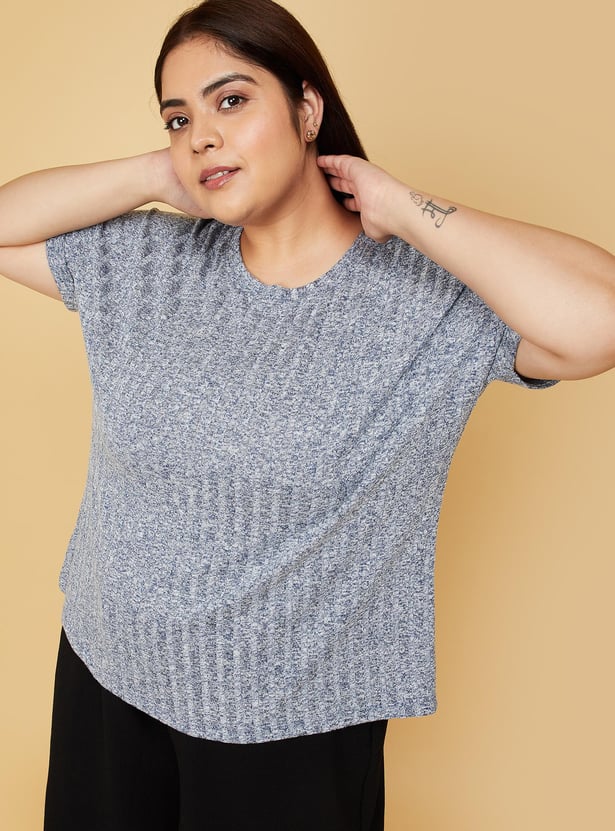 Women Textured Round Neck T-shirt