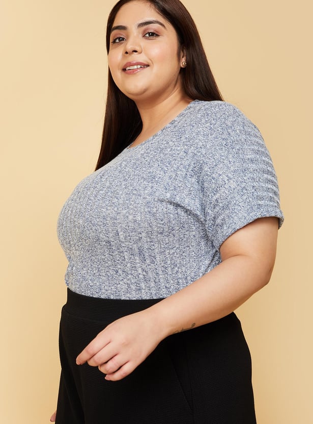 Women Textured Round Neck T-shirt
