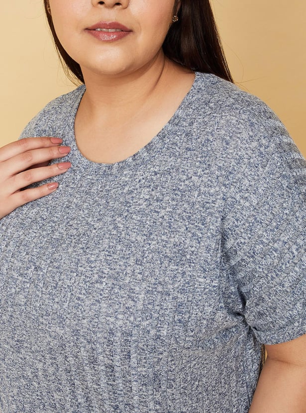Women Textured Round Neck T-shirt