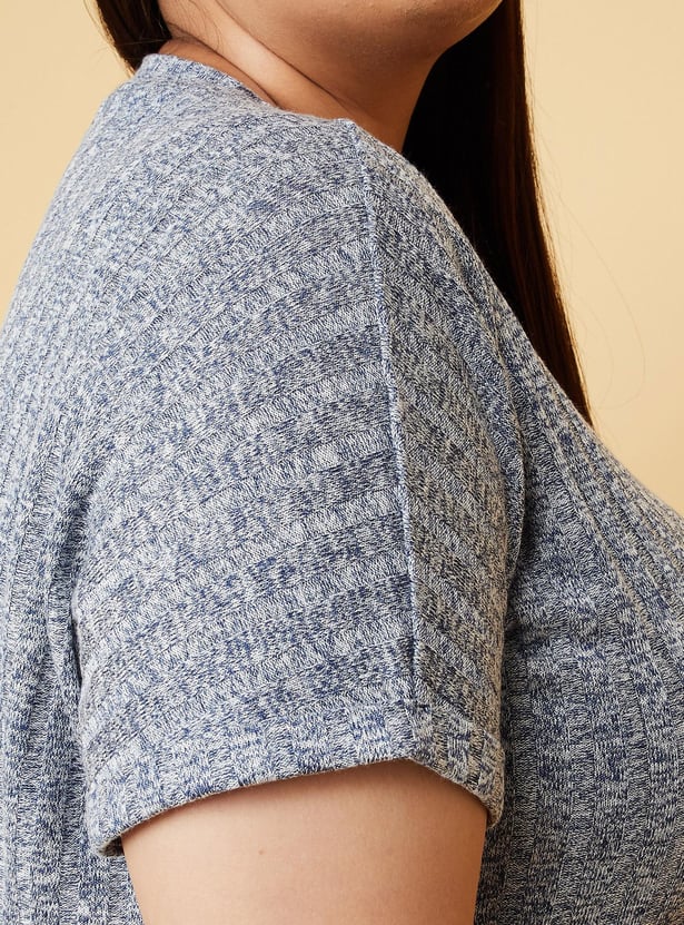 Women Textured Round Neck T-shirt