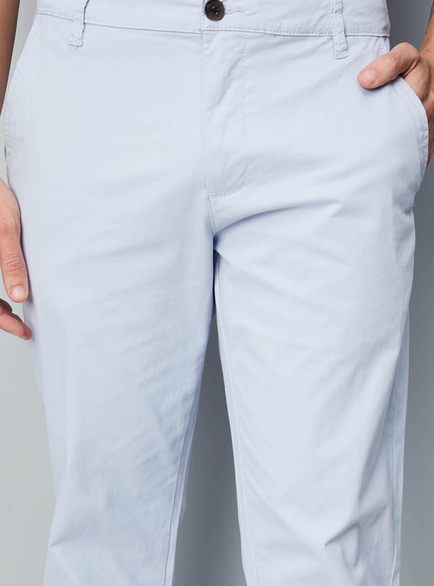 Men Solid Slim Fit Stretch Chinos