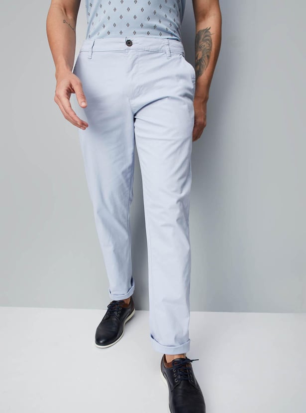 Men Solid Slim Fit Stretch Chinos