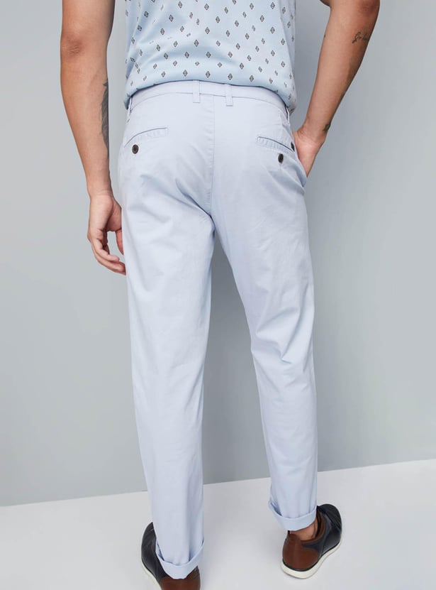 Men Solid Slim Fit Stretch Chinos