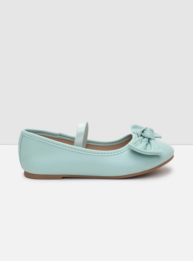 Girls Bow Mid-Strap Ballerinas