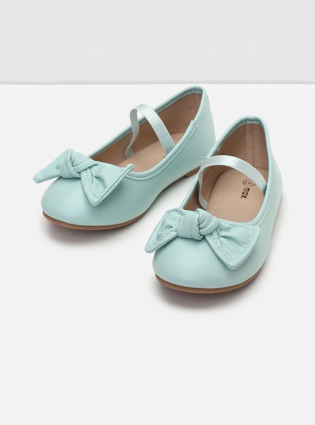 Girls Bow Mid-Strap Ballerinas