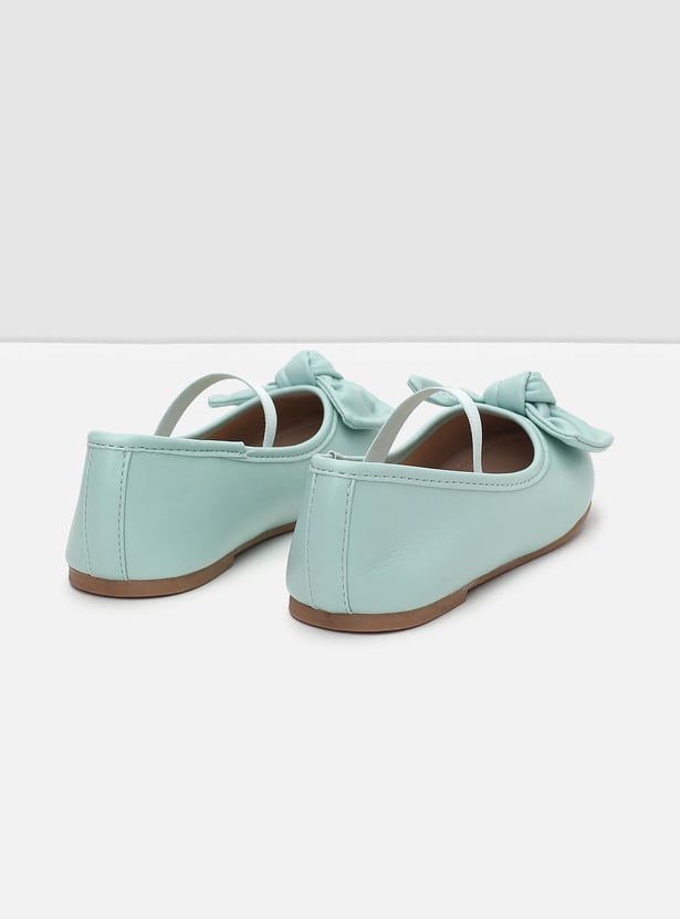 Girls Bow Mid-Strap Ballerinas
