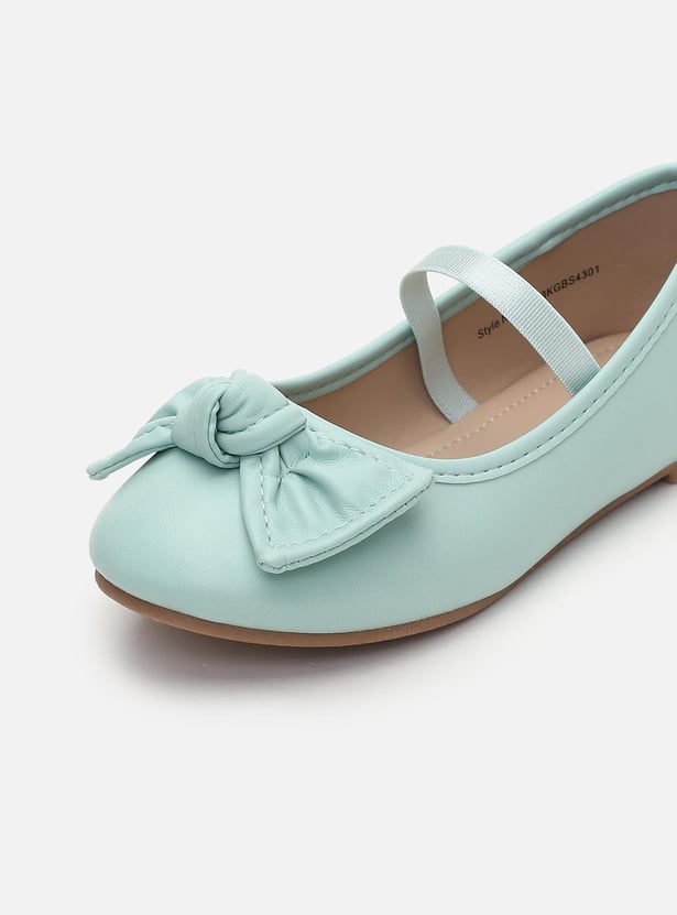Girls Bow Mid-Strap Ballerinas