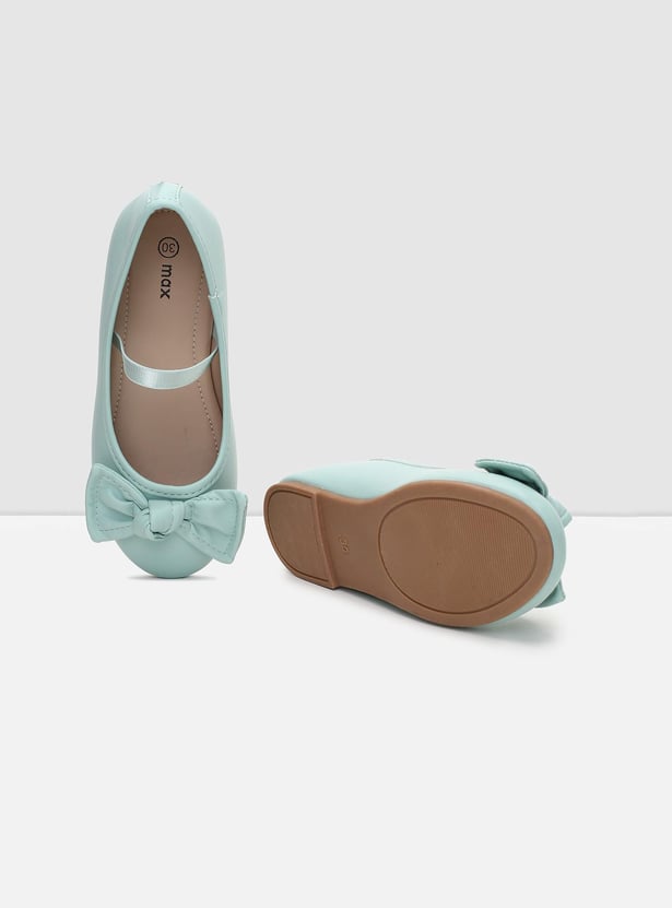 Girls Bow Mid-Strap Ballerinas