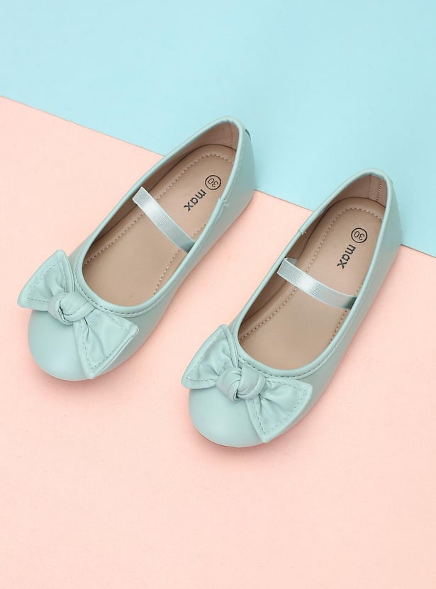 Girls Bow Mid-Strap Ballerinas