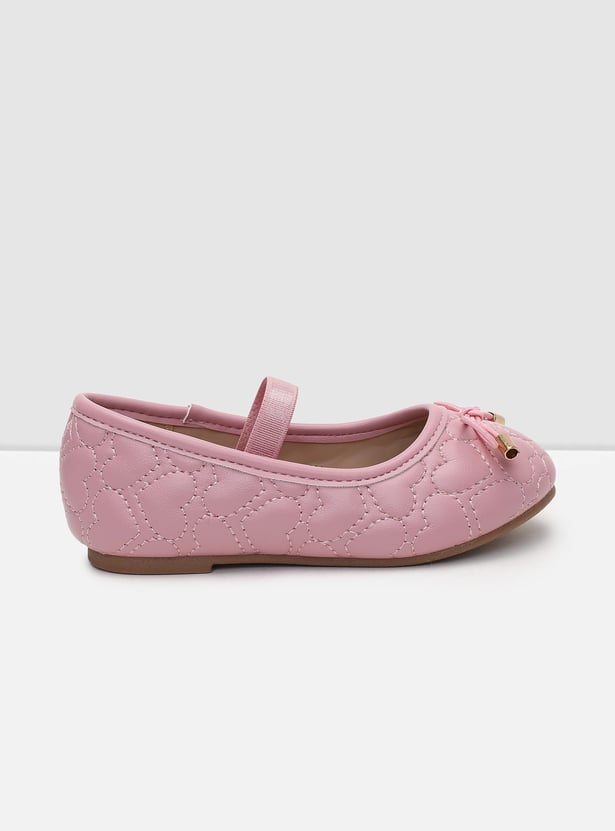 Girls Quilted Mid-Strap Ballerinas