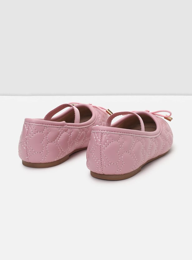 Girls Quilted Mid-Strap Ballerinas