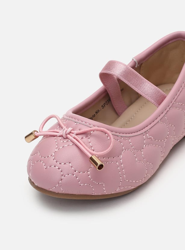 Girls Quilted Mid-Strap Ballerinas