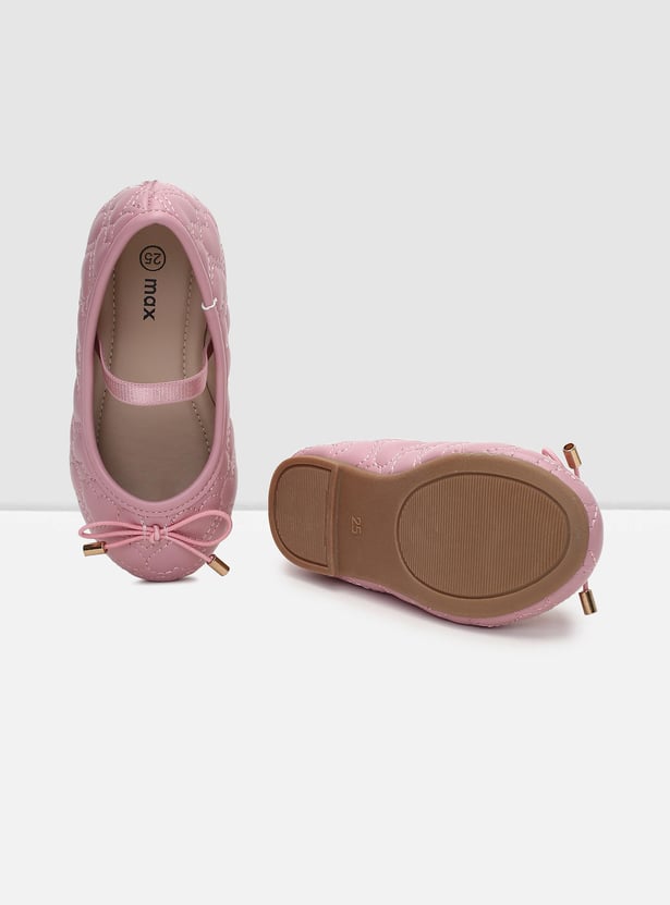 Girls Quilted Mid-Strap Ballerinas