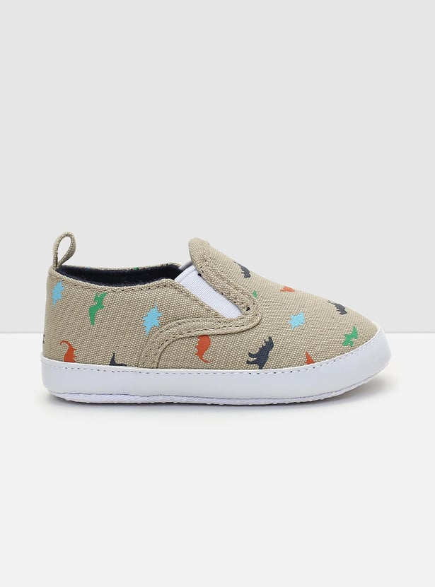 Boys Dinosaur Printed Canvas Booties