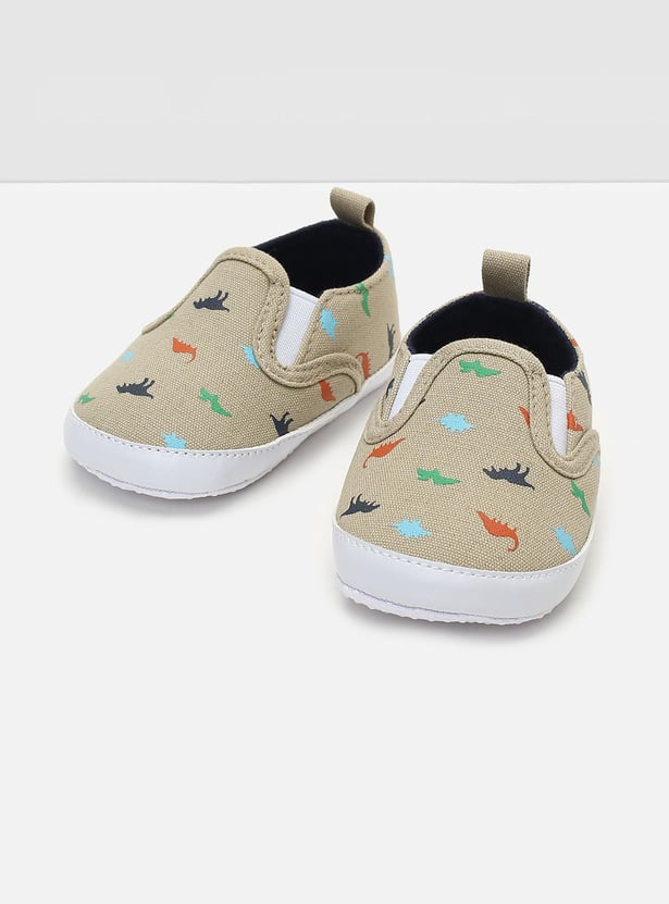 Boys Dinosaur Printed Canvas Booties