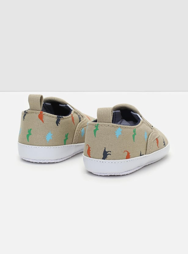 Boys Dinosaur Printed Canvas Booties