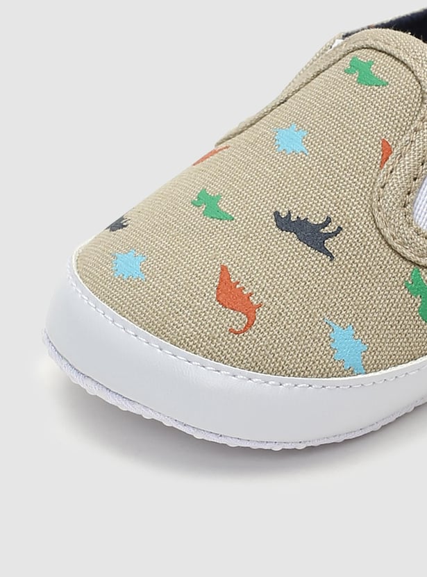 Boys Dinosaur Printed Canvas Booties