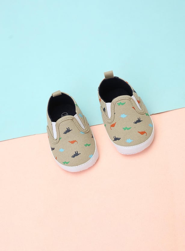 Boys Dinosaur Printed Canvas Booties