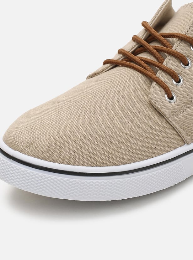 Men Solid Lace-Up Canvas Casual Shoes