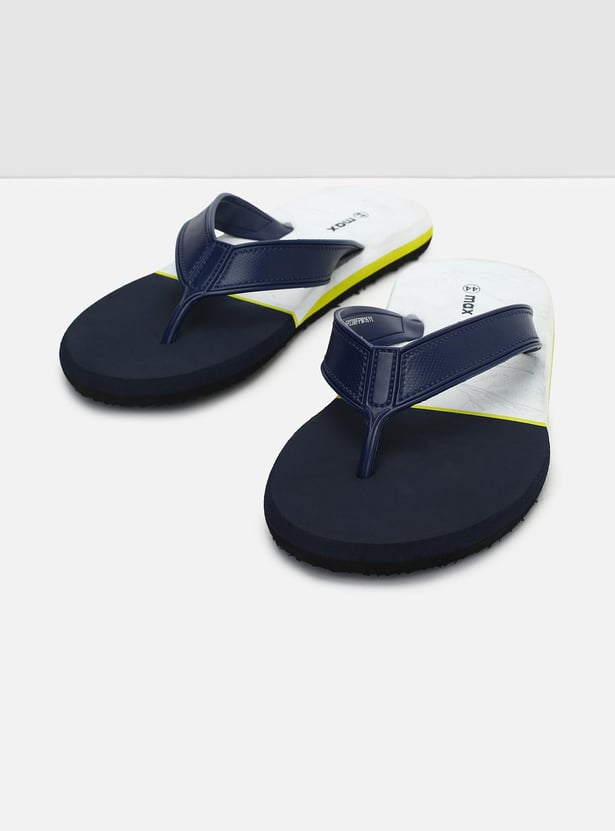 Men Colourblock V-strap Flip Flops