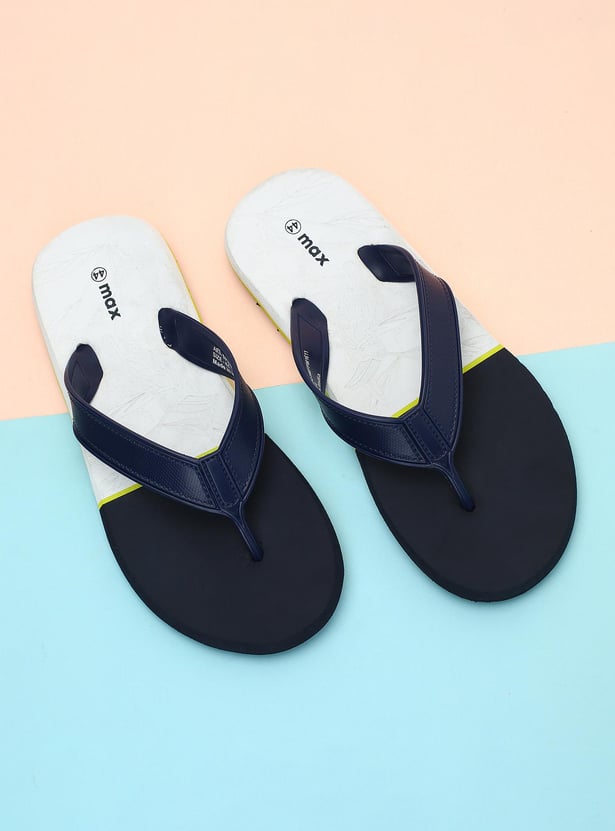 Men Colourblock V-strap Flip Flops