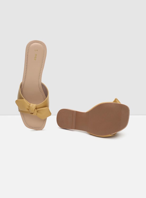 Women Bow-Detailed Slide Sandals