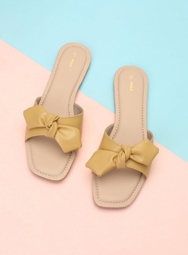 Women Bow-Detailed Slide Sandals