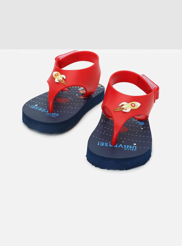 Boys Printed Slippers with Velcro Strap