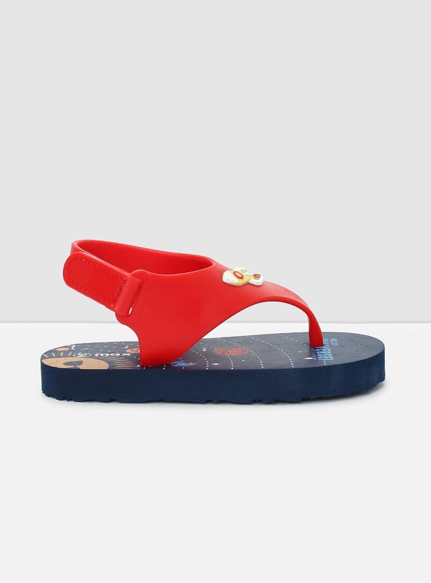 Boys Printed Slippers with Velcro Strap