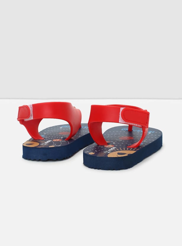 Boys Printed Slippers with Velcro Strap