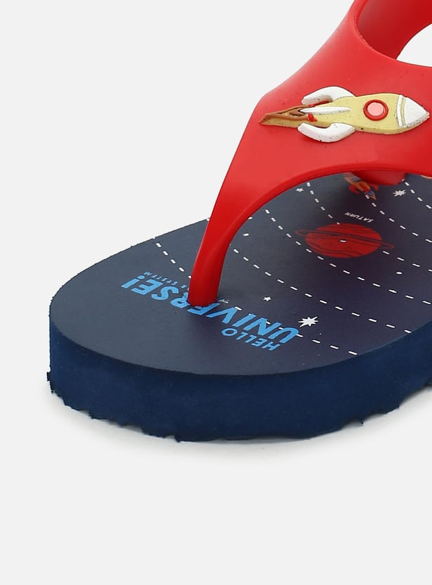 Boys Printed Slippers with Velcro Strap