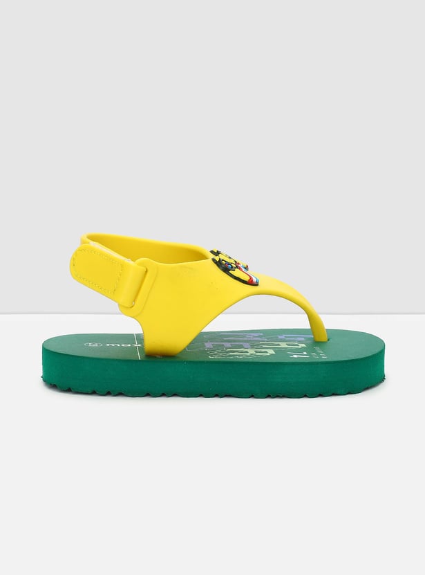 Boys Printed V-strap Velcro Slippers