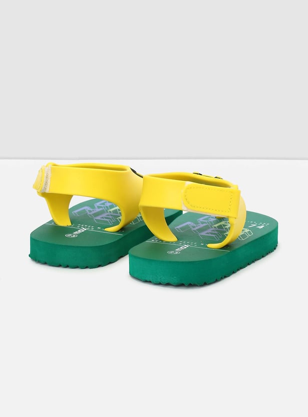 Boys Printed V-strap Velcro Slippers